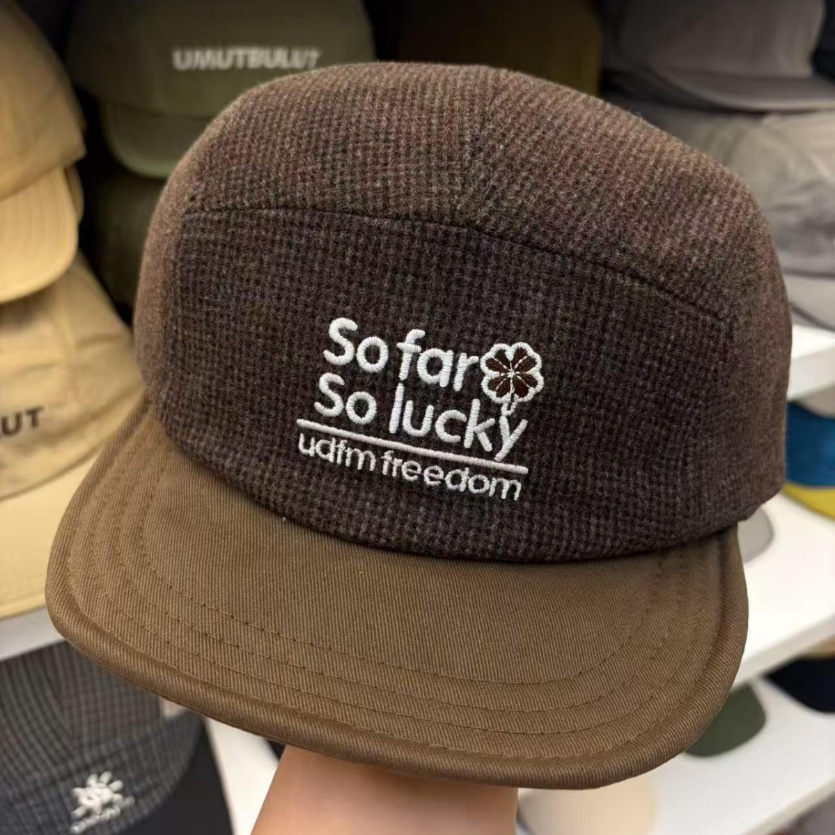 Corduroy Cap 5 Panel - قبعة بيسبول للخريف والشتاء بتطريز حروف،