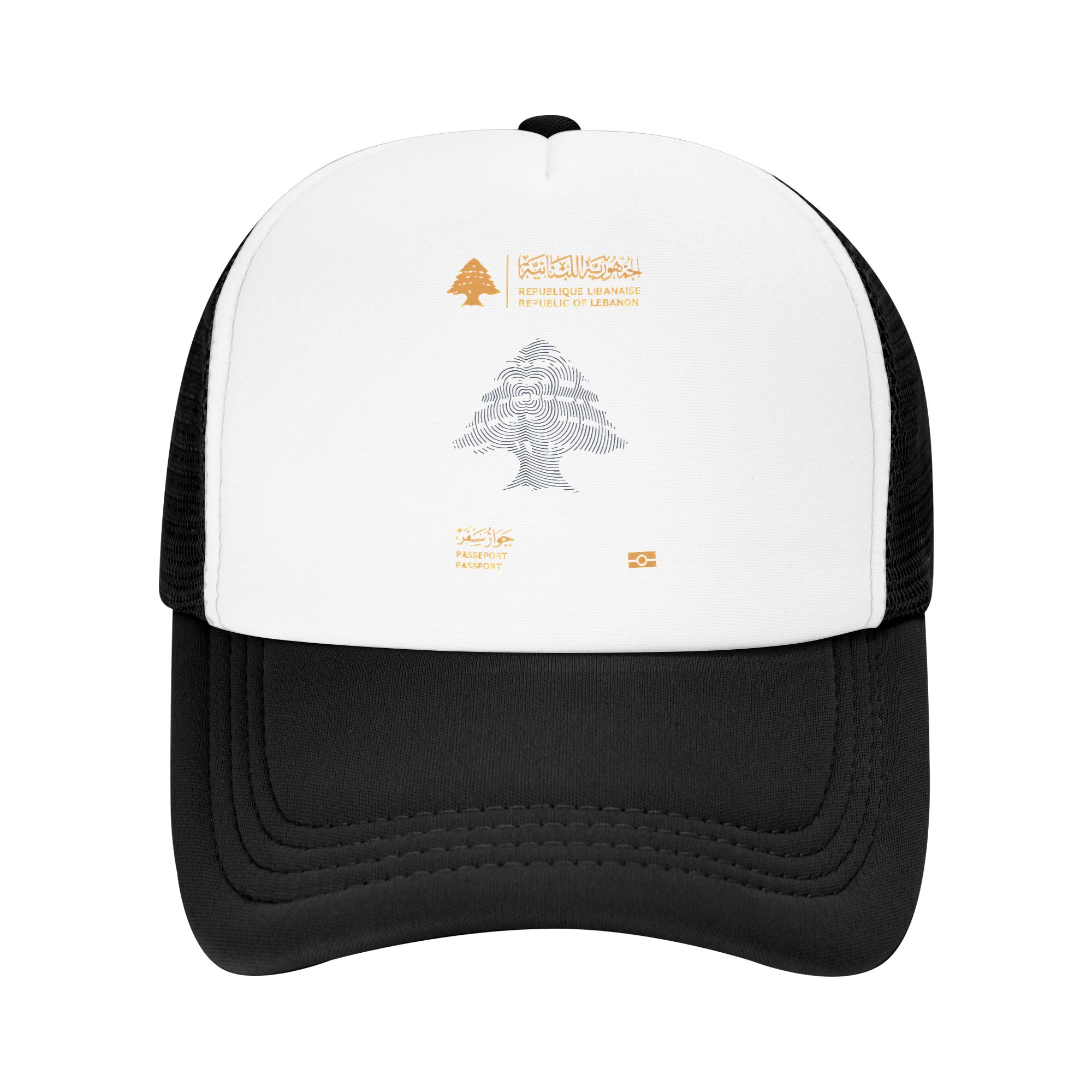 Trucker Cap Mesh - قبعات شمسية بتصميم جواز السفر اللبناني،