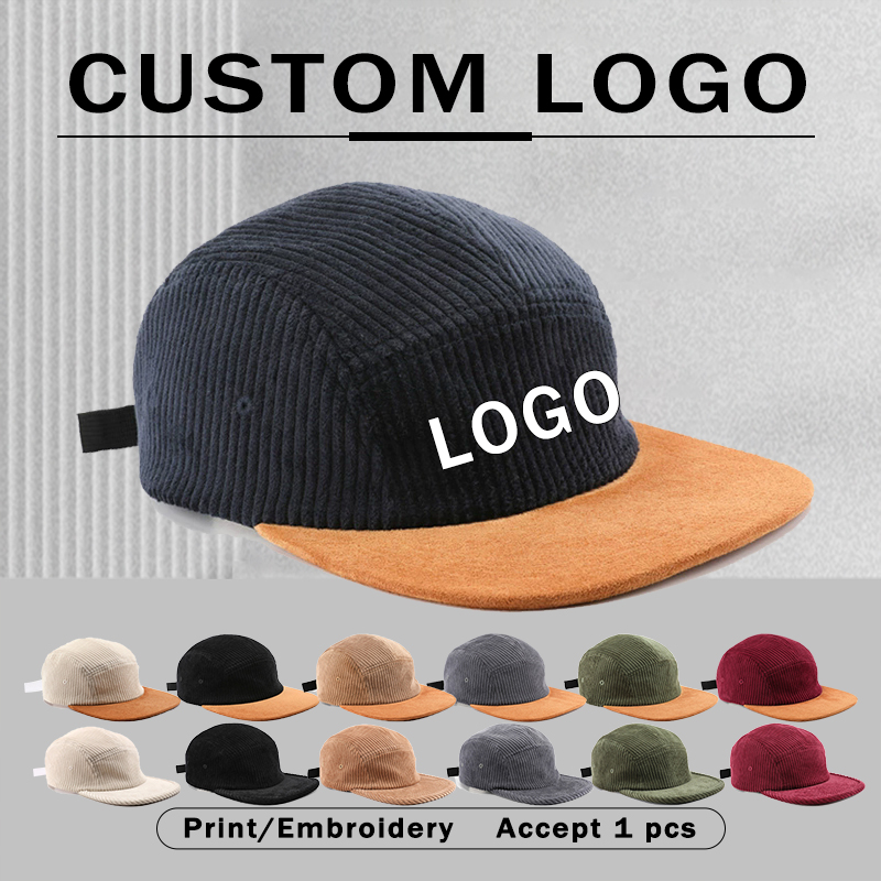 Corduroy Cap 5 Panel - قبعات بيسبول جديدة من خمس قطع